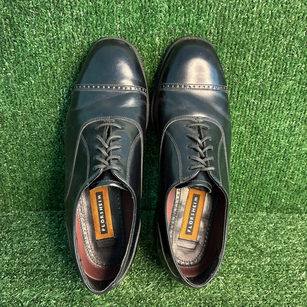Florsheim 17067 Cap Toe Brogue Oxford Leather Formal Dress Shoes Black Mens 9 D